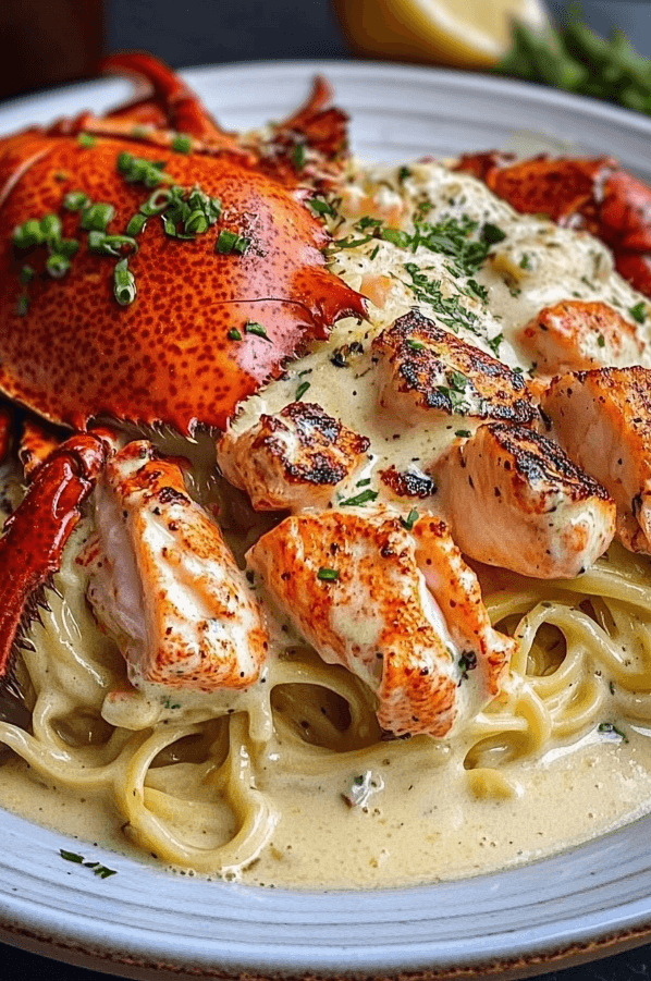 13 Cajun Lobster, Crab, and Salmon Alfredo