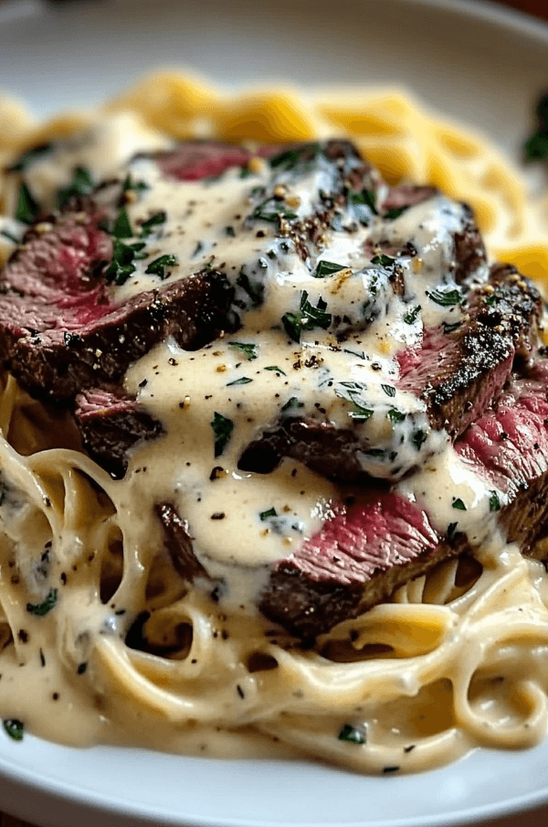 2 Savory Steak Gorgonzola Alfredo with Creamy Parmesan Sauce