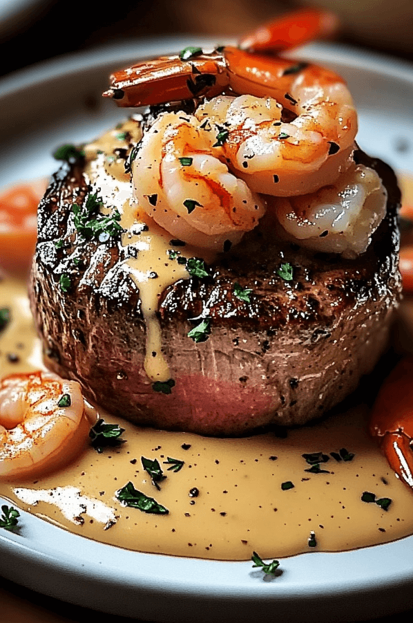 25 Filet Mignon with Shrimp and Lobster Cream