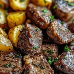 28 Air Fryer Garlic Butter Steak Bites and Potatoes