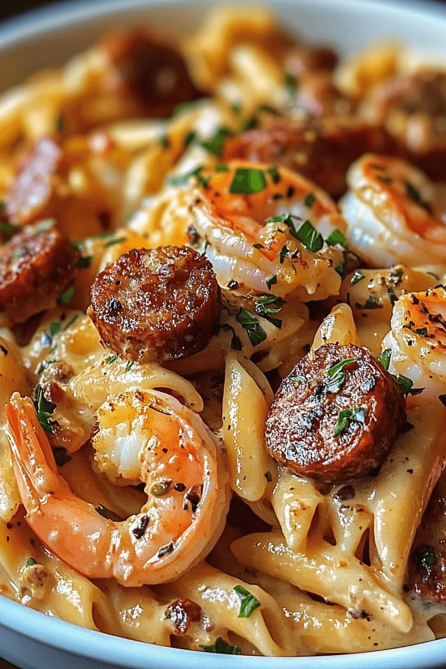 66 Creamy Cajun Pasta with Succulent Shrimp and Spicy Sausage