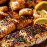 70 Spicy Baked Cajun Catfish and Shrimp with Zesty Lemon Butter