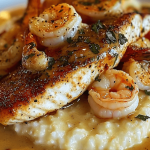 9 Red Snapper, Shrimp & Grits with a Cajun Cream Sauce