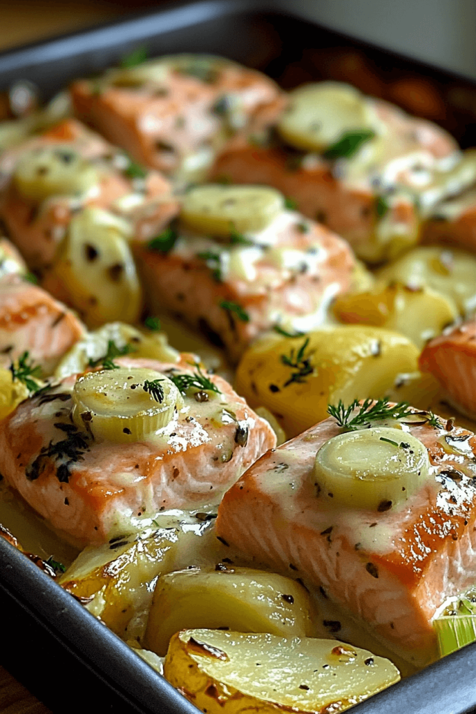 88 Creamy Salmon, Leek & Potato Traybake