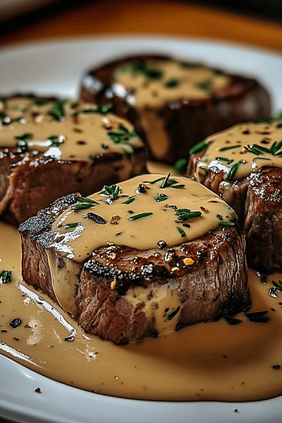 90 Steak with Garlic Cream Sauce