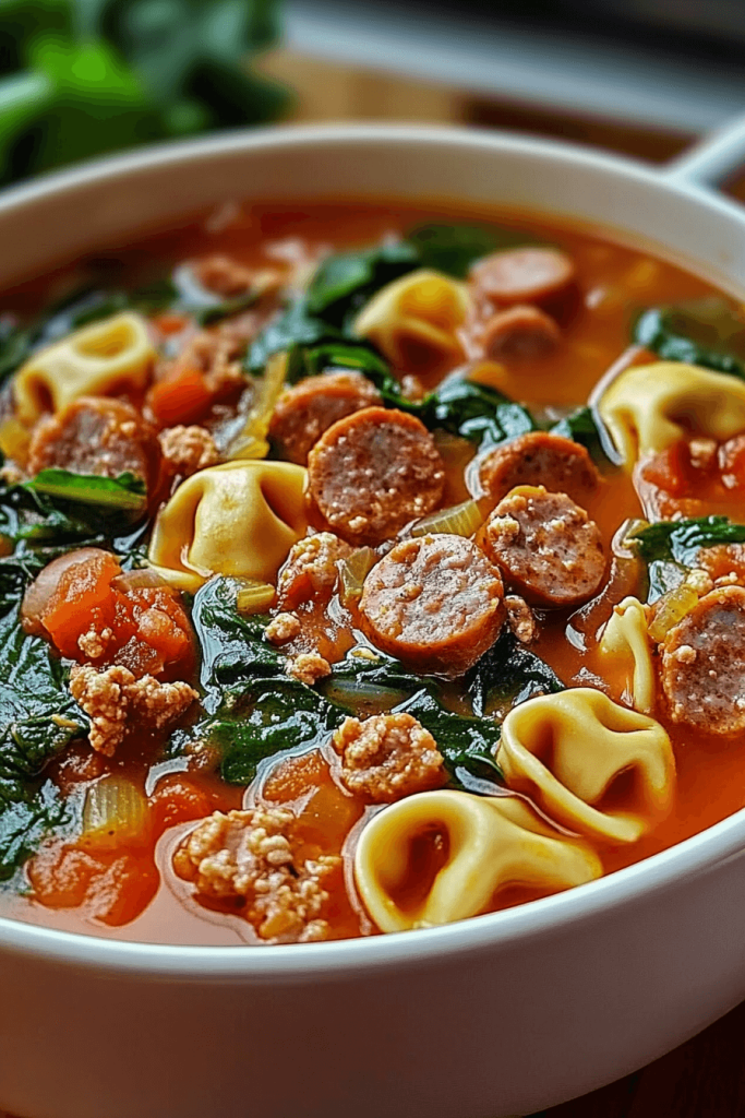 92 Hearty Italian Sausage and Spinach Tortellini Soup